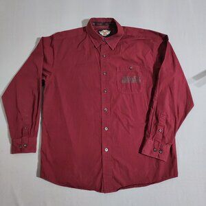 Harley-Davidson casual button down shirt men's size L maroon printed brand name